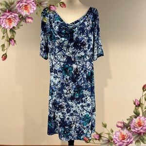 Christopher & Banks short sleeve navy blue knee lendth Dress size extra large